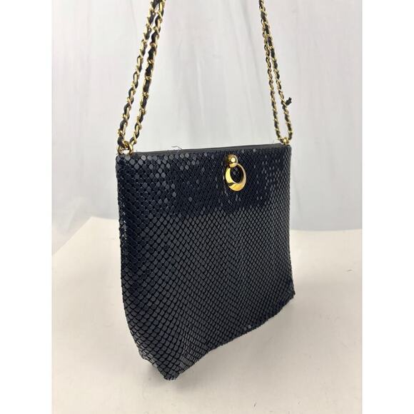 Vintage Dark Blue Metal Mesh Crossbody Bag 1980s - Picture 12 of 16